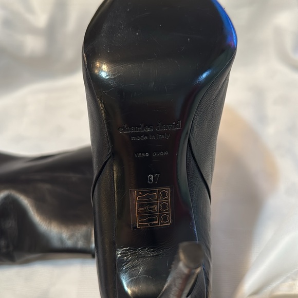 NWOT charles david Women’s Sz 6 US / 36 EU Black Leather Heeled Boots - Picture 6 of 8